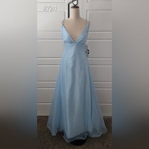 Sky Blue A-line Chiffon Prom Dress
